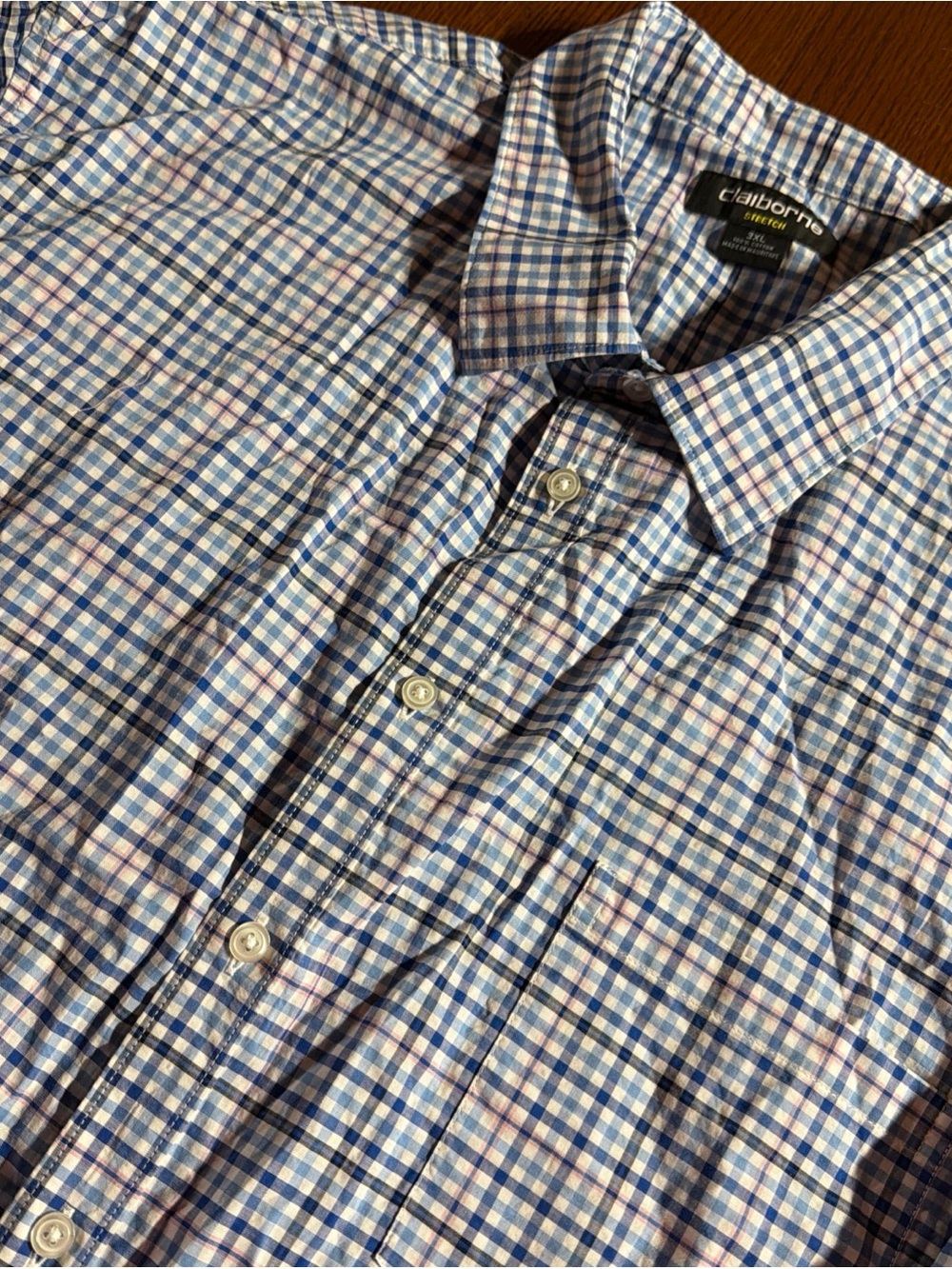 Claiborne Blue and White Checked Button-Down Shirt